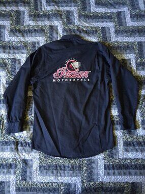 Vintage 1990s Indian Motorcycle Black Long Sleeve Shirt Adult Small New NWT